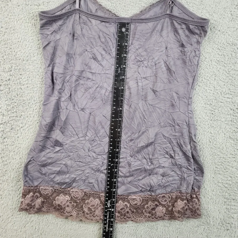 Y2K Babydoll Cami Top Women's Medium Plum Lace Trim Crinkle Bella Swan Coquette - Picture 5 of 9